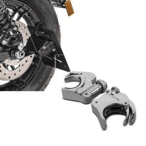 Set: Kennzeichenhalter seitlich S für Harley Sportster Forty-Eight 48 Special 18-20 schwarz Craftride + Windschild Klammern 49mm für Harley-Davidson Sportster Forty-Eight 48 Special 18-20 Windschutzscheiben chrom Craftride_1