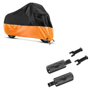 Sett: Pillion fotstøttesett egnet for Harley Davidson Softail Fat Bob 18-19 Craftride SF6 svart + presenning for chopper / custom sykler DH1482 Craftride XXL i svart-oransje