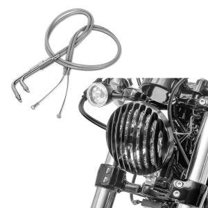 Set: Gaszug für Harley Sportster Forty-Eight 48 10-14 Edelstahl Ummantelung Craftride + Scheinwerfer Grill Harley Sportster Forty-Eight 48 10-20 schwarz von Craftride_1
