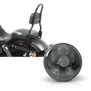 Set: Sissy Bar CSM Fix für Harley Dyna Street Bob 09-17 schwarz Craftride + Hauptscheinwerfer LED 5,75 Zoll für Harley Dyna Street Bob 06-17 schwarz von Craftride_1