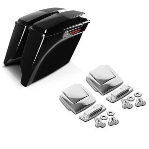 Set: Seitenkoffer Stretched für Harley Street Glide (FLHX) 06-13 Lautsprecher Latch Black Craftride + Topcase Verschluss Set für Harley Street Glide 06-13 Scharnier Craftride chrom_1