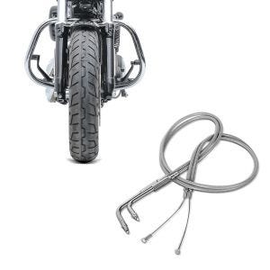 Set: Sturzbügel für Harley Davidson Sportster 1200 Custom 04-20 HS5 chrom Craftride + Gaszug für Harley Sportster 1200 Custom 02-14 Edelstahl Ummantelung Craftride_1