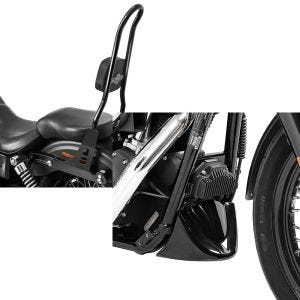 Set: Sissybar Harley Davidson Dyna Street Bob 06-08 Craftride Fast Rider-XL schwarz + Bugspoiler für Harley Davidson Dyna Street Bob 06-17 Craftride_1