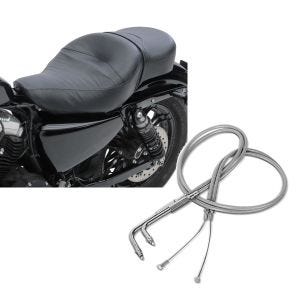 Set: Doppel Sitzbank für Harley Davidson Sportster 1200 Custom 04-20 CM Sitz Craftride + Gaszug für Harley Sportster 1200 Custom 02-14 Edelstahl Ummantelung Craftride_1