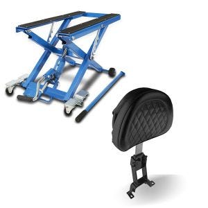 Set: Hydraulische Hebebühne Indian Roadmaster ConStands Mid-Lift XL blau + Fahrer Rückenlehne Sissybar Diamond Indian Roadmaster 15-21 Craftride_1