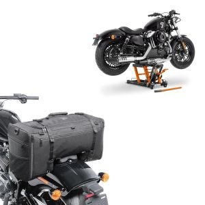 Sett: Lift Chopper / Custombike ConStands Midlift L i oransje + halebag egnet for Chopper / Custombike SQ1 Craftride 52l svart CB38570