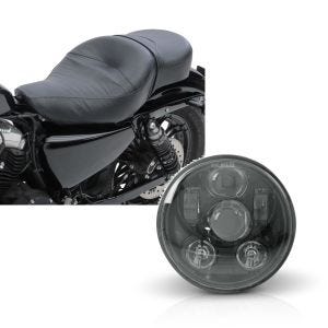 Set: Doppel Sitzbank für Harley Davidson Sportster 883 Iron 09-20 CM Sitz Craftride + Hauptscheinwerfer LED 5,75 Zoll für Harley Sportster 883 Iron 09-20 schwarz von Craftride_1