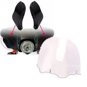 Set: Seitlicher Windabweiser für Harley-Davidson Touring 96-13 schwarz Craftride + Windschild 12,5" für Harley Electra Glide Ultra Limited 09-13 klar Craftride_1