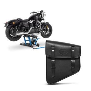 Set: Hebebühne Harley Davidson Dyna Fat Bob Motorradheber ConStands Mid-Lift L in blau + Satteltasche Harley Dyna Fat Bob Utah Craftride 11Ltr links in schwarz_1