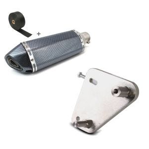 Set: Set SA9 Auspuff Force Edelstahl und Hitzeschutzband für Suzuki Hayabusa Zaddox + Adapterplatte für ConStands Power Suzuki Hayabusa 08-17_1