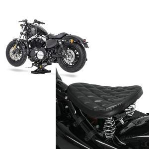 Set: Hebebühne für Honda Shadow VT 750 / 600 / 125 C Scherenheber ConStands Mini-Lift schwarz + Solo Federsattel für Honda Shadow VT 750 / 600 C BR9 Craftride_1
