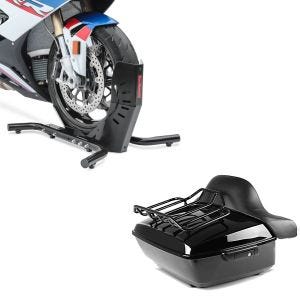 Sett: Toppkoffert King NHB egnet for Harley Davidson Touring 14-20 svart Craftride + motorsykkelstativ for choppere / tilpassede sykler DH80 motorsykkelrocker ConStands Easy-Evo
