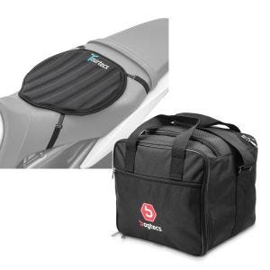 Set: Gel Sitzkissen BMW R 1200 GS / Adventure Tourtecs Neopren M schwarz + Innentasche Aluminium Topcase für BMW R 1250 GS / 1200 GS /Adventure 04-21 Alukoffer Bagtecs MT1_1