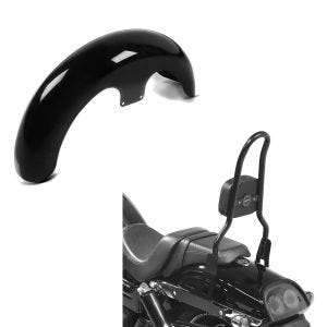 Set: Front-Fender 21" Wrap für Harley Dyna Fat Bob schwarz Craftride + Sissy Bar CSL Fix für Harley Dyna Fat Bob 10-17 schwarz Craftride_1