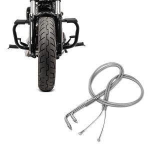 Set: Sturzbügel für Harley Davidson Sportster 883 Iron (XL 883 N) 09-20 Craftride Mustache schwarz + Gaszug für Harley Sportster 883 Iron 09-14 Edelstahl Ummantelung Craftride_1