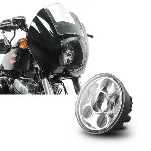 Set: Lampenmaske für Harley Sportster 1200 Custom / Iron Lichtmaske Craftride Q1 klar + Hauptscheinwerfer LED 5,75 Zoll für Harley Sportster 1200 Custom 96-20 chrom von Craftride_1