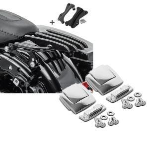 Set: Gepäckträger und Montagekit für Harley Touring 09-13 Craftride XB schwarz + Topcase Verschluss Set für Harley CVO Ultra Classic 11-13 Scharnier Craftride chrom_1