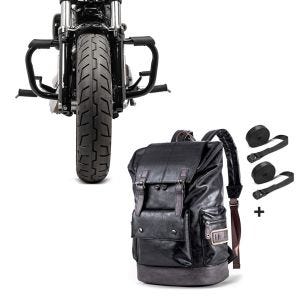 Set: Sturzbügel für Harley Davidson Sportster 883 (XL 883) 04-10 Craftride Mustache schwarz + Rucksack für Harley Davidson Sportster 883 / Custom Craftride RL3 schwarz_1