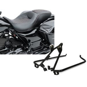 Set: Sitzbank für Harley Davidson Road Glide Custom 10-13 Craftride RH5 schwarz + Satteltaschenträger-Kit für Harley-Davidson Touring Modelle 09-13 schwarz Craftride_1