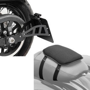 Set: Seitlicher Kennzeichenhalter für Harley Davidson Softail Standard 99-05 Craftride schwarz + Gel Sitzkissen Harley Softail Standard / Street Bob Komfortkissen S Tourtecs schwarz_1