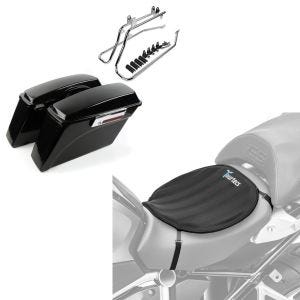 Set: Seitenkoffer und Kofferträger CR für Harley Heritage Softail Classic 88-17 Craftride + Gel Sitzkissen Harley Heritage Softail Classic / 114 Tourtecs Neopren L schwarz_1