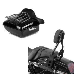 Set: Topcase King OLR für Harley Dyna Fat Bob schwarz Craftride + Sissybar Harley Davidson Dyna Fat Bob 10-17 Craftride Fast Driver-M schwarz_1