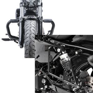 Set: Sturzbügel Mustache II für Harley Davidson Sportster 1200 Iron 18-20 Schutzbügel schwarz Craftride + Satteltaschenhalter für Harley Sportster 1200 Iron 18-20 links Craftride_1