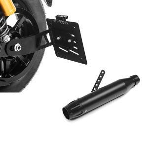 Set: Seitlicher Kennzeichenhalter für Yamaha XV 950 / R 14-20 Craftride schwarz + Craftride Endschalldämpfer Yamaha XV 950 Auspuff Forte schwarz_1