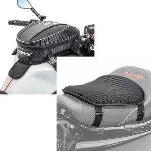 Set: Tankrucksack für Honda NC 750 / 700 / S / X Hecktasche Bagtecs MR5 11-15L + Gel Sitzkissen Honda NC 750 / 700 S / X Komfortkissen M Tourtecs schwarz_1