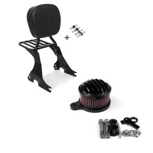 Set: Sissybar für Harley Davidson Sportster Forty-Eight 48 10-20 Craftride inkl. Gepäckträger und Docking Kit schwarz + Luftfilter Stripe für Harley Sportster Forty-Eight 48 10-16 Craftride_1