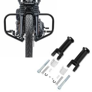 Set: Sturzbügel für Harley Softail Standard 20-21 HB4 schwarz Schutzbügel Craftride + Sozius Fussrasten-Halter für Harley Davidson Softail 18-21 Craftride schwarz_1