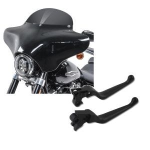 Set: Batwing Verkleidung BD8 für Harley Davidson Dyna Switchback / Wide Glide Craftride + Bremshebel und Kupplungshebel-Set Grip für Harley Davidson Dyna Wide Glide 96-17 schwarz Craftride_1