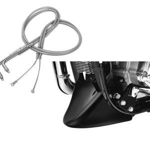Set: Gaszug für Harley Sportster 883 Iron 09-14 Edelstahl Ummantelung Craftride + Bugspoiler für Harley Sportster 883 Iron 09-20 Craftride_1