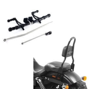 Set: Vorverlegte Fußrastenanlage für Harley Dyna Street Bob 06-17 Craftride schwarz + Sissy Bar CSM Fix für Harley Dyna Street Bob 09-17 schwarz Craftride_1