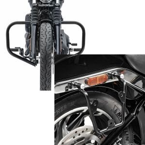 Set: Sturzbügel für Harley Softail Standard 20-21 HB4 schwarz Schutzbügel Craftride + Satteltaschenhalter für Harley Davidson Softail 18-21 Abstandshalter re-li Craftride_1