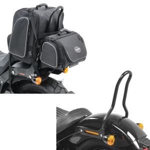 Set: Set Sissybartaschen für Harley Softail Street Bob Craftride TM2+TM4 schwarz + Sissybar für Harley Davidson Softail 18-21 Craftride Tampa S schwarz_1