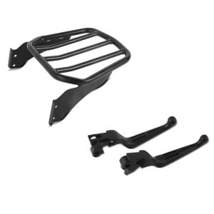 Set: Gepäckträger für Harley-Davidson Softail 06-17 schwarz Craftride + Bremshebel und Kupplungshebel-Set Stripe für Harley Davidson Fat Boy Special/ Lo 10-14 schwarz Craftride_1