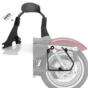 Set: Sissy Bar S1 für Harley Davidson Sportster 883 R Roadster 04-15 abnehmbar mit Docking Kit schwarz Craftride + Satteltaschenhalter für Harley Sportster 883 R Roadster 02-15 links Craftride_1