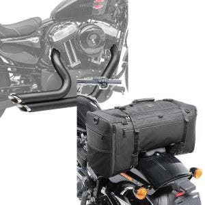 Set: Craftride Auspuff Harley Sportster 1200 Nightster 08-12 Short-Shot Schalldämpfer Set schwarz + Hecktasche für Harley Sportster 1200 Nightster SQ1 Craftride 52l schwarz_1