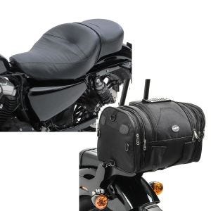 Set: Doppel Sitzbank für Harley Davidson Sportster 883 Custom 04-06 CM Sitz Craftride + Hecktasche für Harley Sportster 883 / Custom Gepäckrolle Craftride RB1 24-30Ltr_1