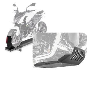 Set: Rangierschiene BMW R NineT Scrambler ConStands Smart-Mover mit Wippe grau + Motorschutz für BMW R NineT Scrambler 16-21 Motoguard Aluminium Bugspoiler Unterbodenschutz schwarz_1