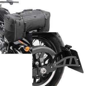 Set: Hecktasche für Yamaha XVS 1100 / 650 Drag Star SQ1 Craftride 52l schwarz + Seitlicher Kennzeichenhalter für Yamaha XVS 650 Drag Star 96-03 Craftride Craftride schwarz_1