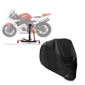 Set: Zentralständer Yamaha YZF-R6 99-02 Motorradheber ConStands Power-Evo + Abdeckplane Yamaha YZF-R 125  YZF-R3  YZF-R6 Craftride XL in schwarz_1