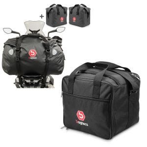Set: Set Aluminium Seitenkoffer Innentaschen Links und Rechts und Hecktasche Bagtecs XF60 60 Liter für BMW R 1200 GS/ Adventure 04-18 + Innentasche Aluminium Topcase für BMW R 1250 GS / 1200 GS /Adventure 04-21 Alukoffer Bagtecs MT1_1