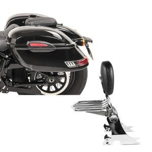 Set: Seitenkoffer Set Harley Sportster 1200 Sport Craftride Delaware 33Ltr schwarz + Sissybar Harley Sportster Modelle 1994-2003 Craftride Fast Driver-L Flex inkl. Gepäckträger chrom_1