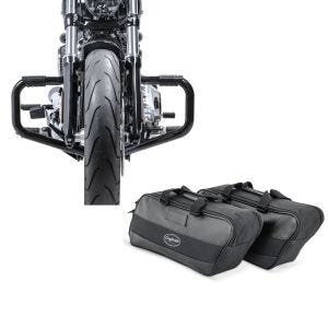 Set: Sturzbügel Mustache II für Harley Street Glide Special 15-21 schwarz + Innentasche Seitenkoffer für Harley Street Glide Special 15-21 Craftride 19Ltr schwarz_1
