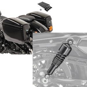 Set: Seitenkoffer Set für Harley Davidson Street 750 / 500 Craftride Nevada je 20Ltr + Stoßdämpfer 10,5 Zoll Harley Street 750 universal von Craftride schwarz_1