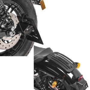 Set: Kennzeichenhalter seitlich S für Harley Sportster Forty-Eight 48 10-20 schwarz Craftride + Gepäckträger für Harley Sportster Forty-Eight 48 10-20 Solo Rack L1 Gepäckbrücke Craftride_1