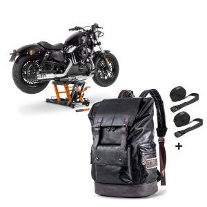 Set: Hebebühne Harley Davidson Rocker / C ConStands Mid-Lift L in orange + Rucksack für Harley Davidson Rocker / C Craftride RL3 schwarz_1