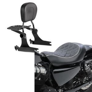 Set: Sissybar Harley Sportster 883 Iron 09-20 Craftride Fast Driver-M Flex inkl. Gepäckträger schwarz + Solo Sitz für Harley Sportster 883 Iron 09-20 Craftride SR4 Sitzbank_1